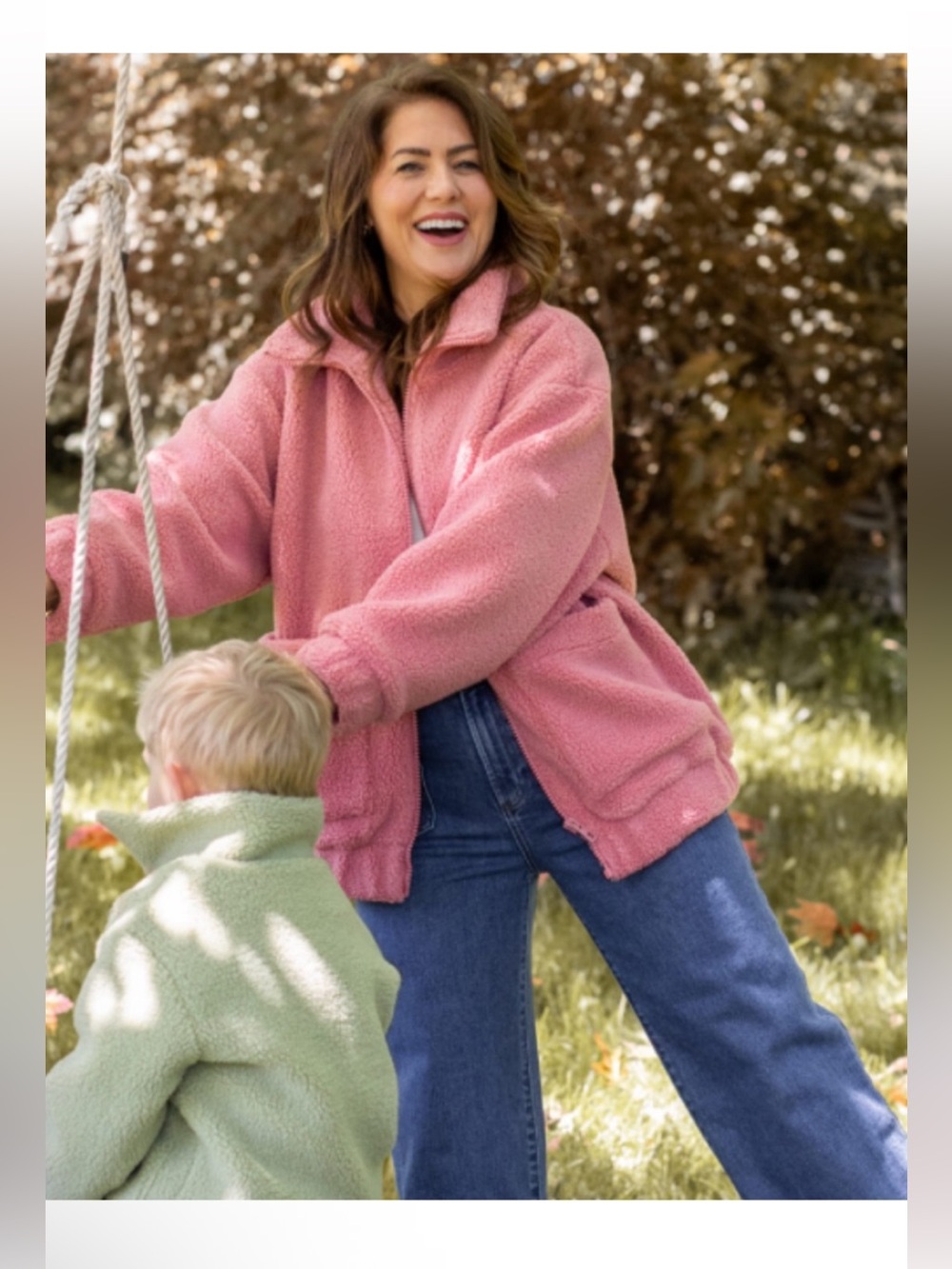Jullian Harris x Joe Fresh  Pink Sherpa Zip-Up Jacket